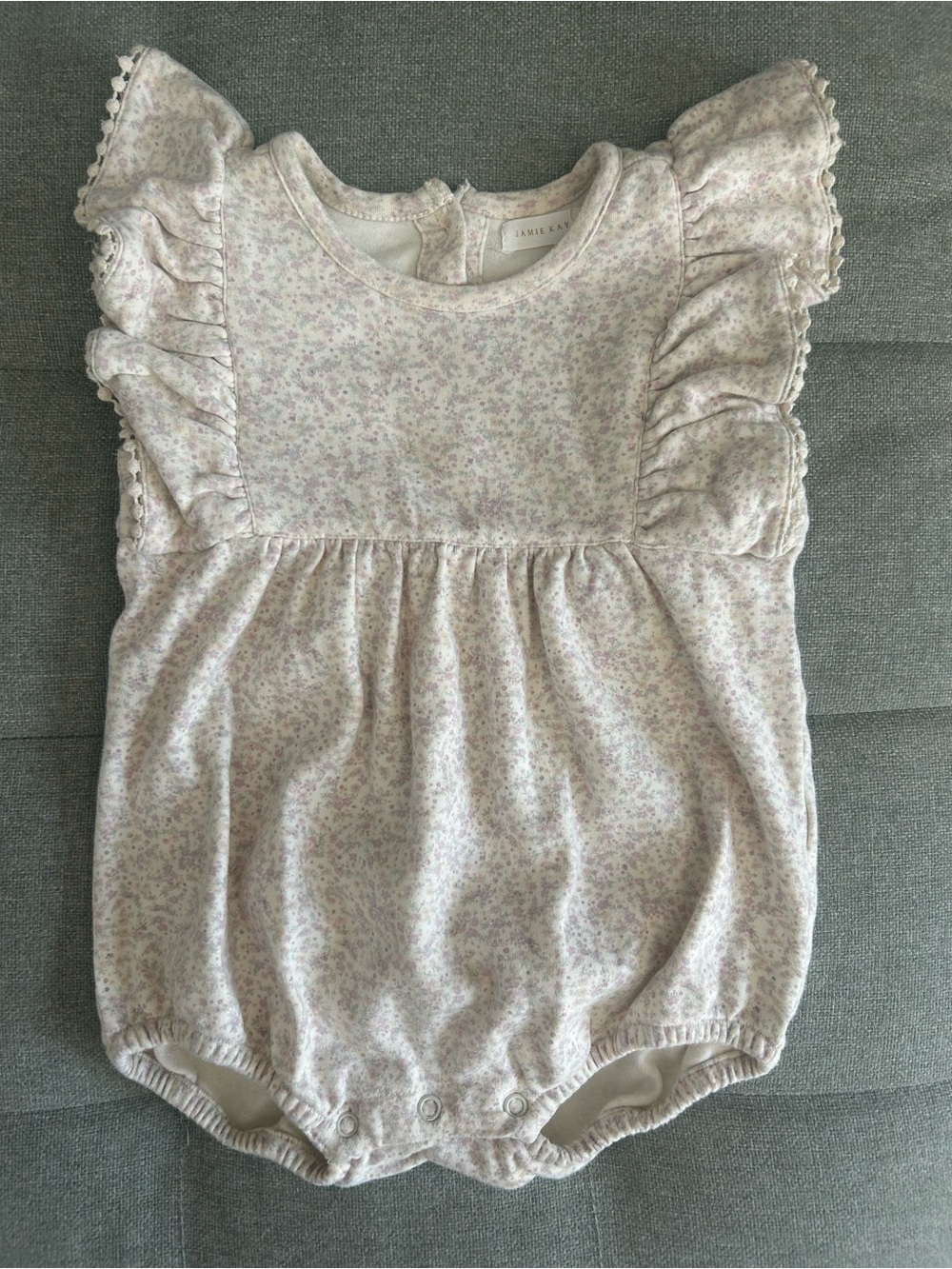 Jamie Kay Lavender and Cream Floral Ruffle Romper